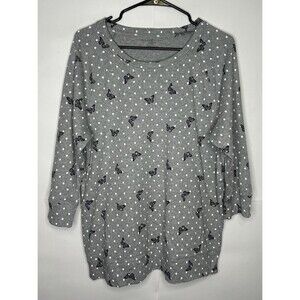 Karen Scott Women’s Long Sleeve Polka Dot Butterfly Sweater Grey Size Large